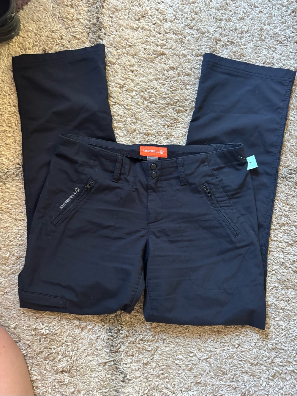 Merrell Women’s Outdoor Active Hiking Performance Pants Black Zip Pocket Size 4